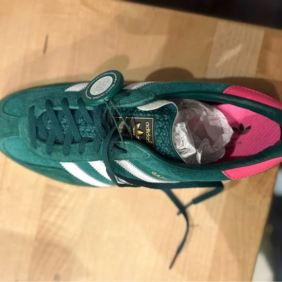 Adidas Gazelle Forest Green and Pink Sneakers - Picture 2 of 5
